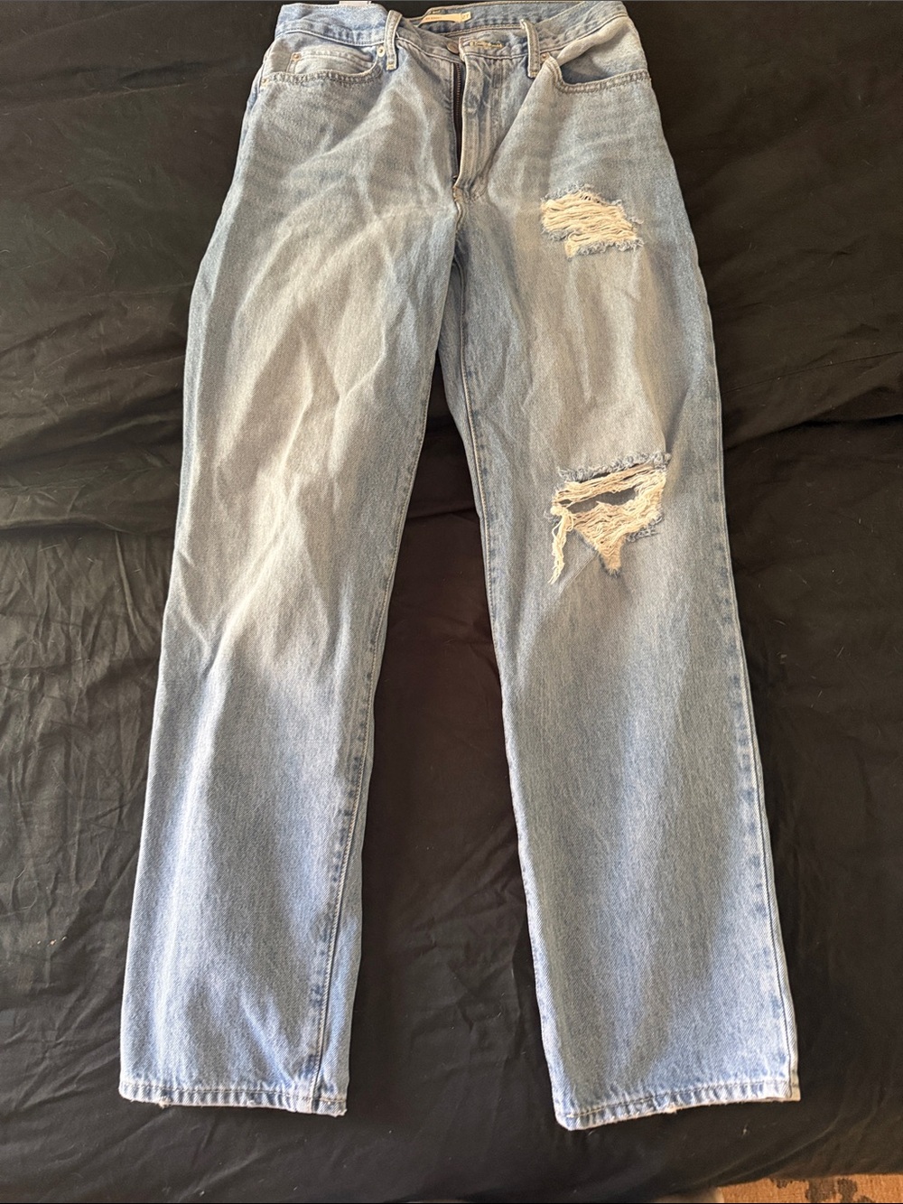 Levi's Light Wash Straight Leg Jeans with Knee Rips